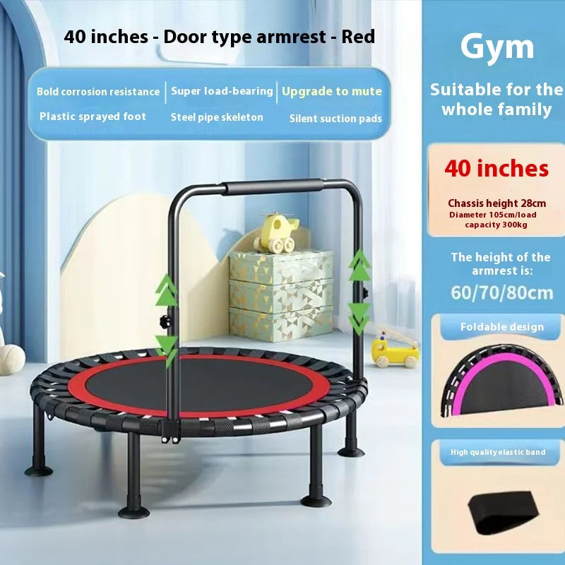 Household Indoor Trampoline – Foldable Thickened Steel Pipe Bounce Bed for Kids and Adults