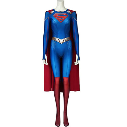3D Supergirl Season 5 Cosplay Costume – Kara Zor-El Danvers Blue Bodysuit Jumpsuit for Women Halloween