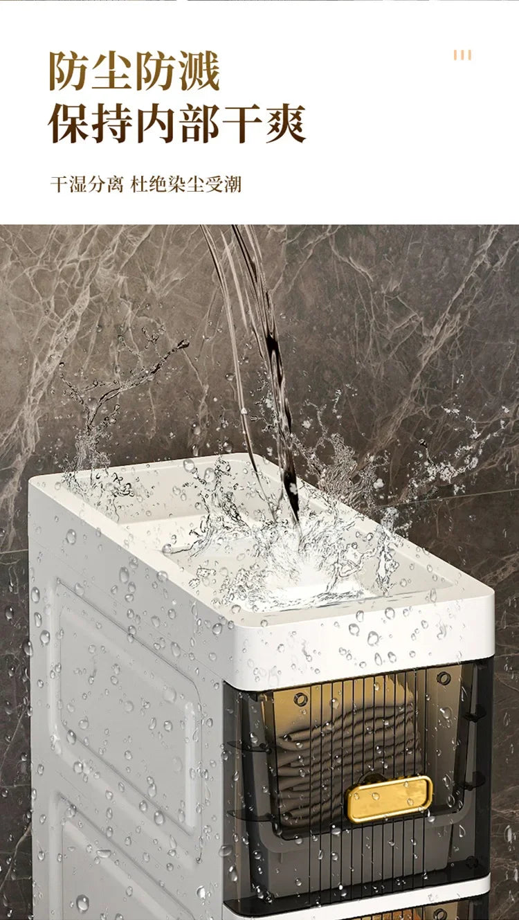 Transparent Bathroom Storage Cabinet – Luxury Visible Light Floor-Mounted Dustproof Narrow Organizer