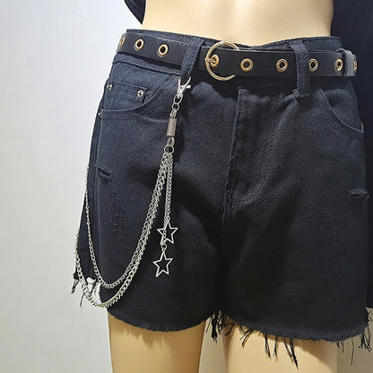 Punk Street Moon & Star Keychain – Goth Skull Rivet Waist Chain for Jeans, Unisex Rock Accessories