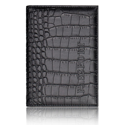 Crocodile PU Leather Passport Holder – Slim Minimalist Travel Wallet for Men & Women