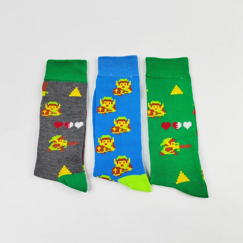 Zelda: Tears of the Kingdom Anime Socks – Men’s Cartoon Hip Hop Cotton Cosplay Long Casual Socks Xmas Gift