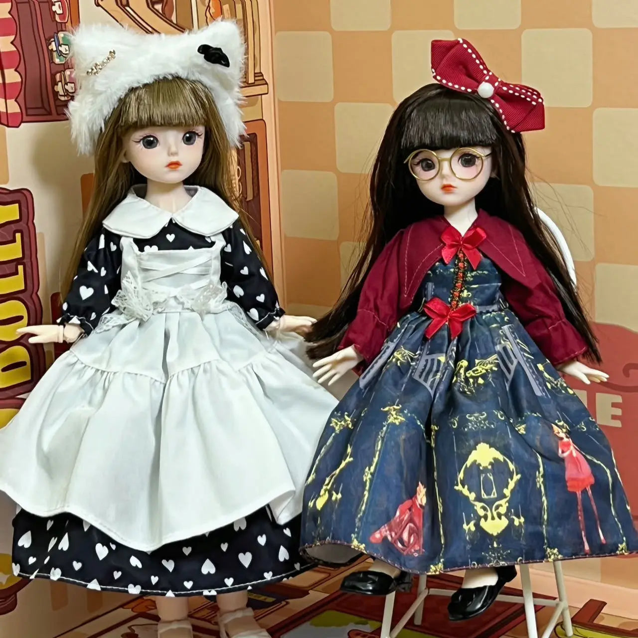30cm 1/6 BJD Ball Jointed Doll – Starry Gray Eyes with Lolita Fashion Dress, DIY Toy Gift for Girls