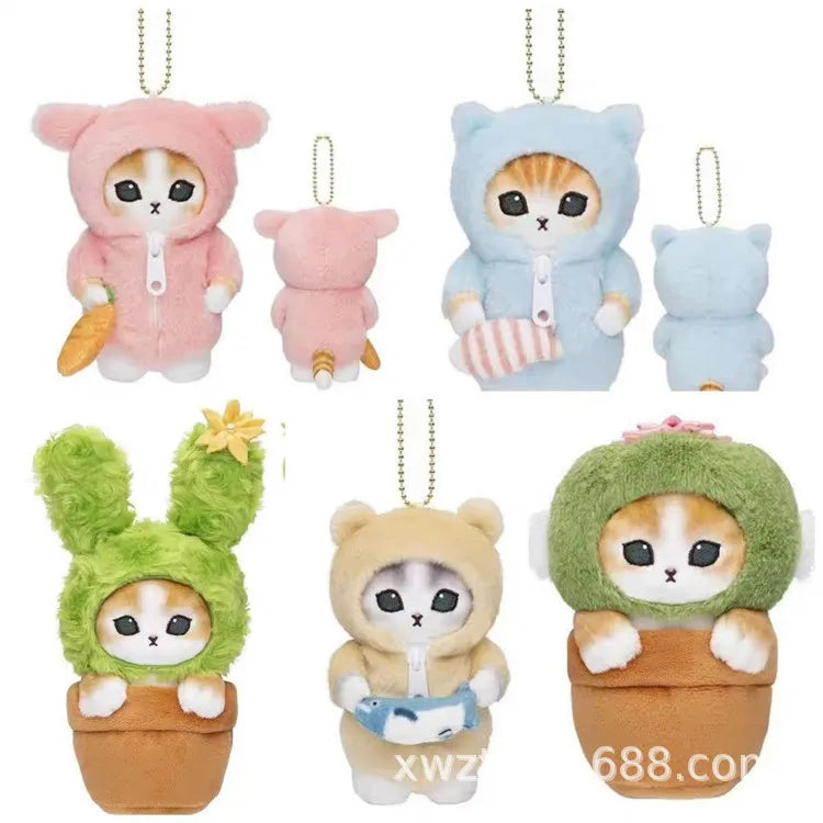 Kawaii Mofusand Shark Cat Keychain – Cute Cartoon Pendant Doll for Backpack & Decor