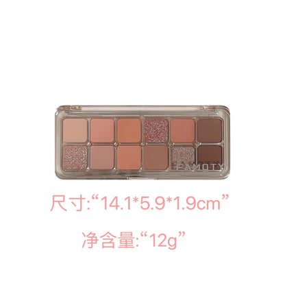 12-Color Matte Eyeshadow Palette – Low Saturation Tea & Apricot Shades, Long-Lasting Daily Eye Makeup