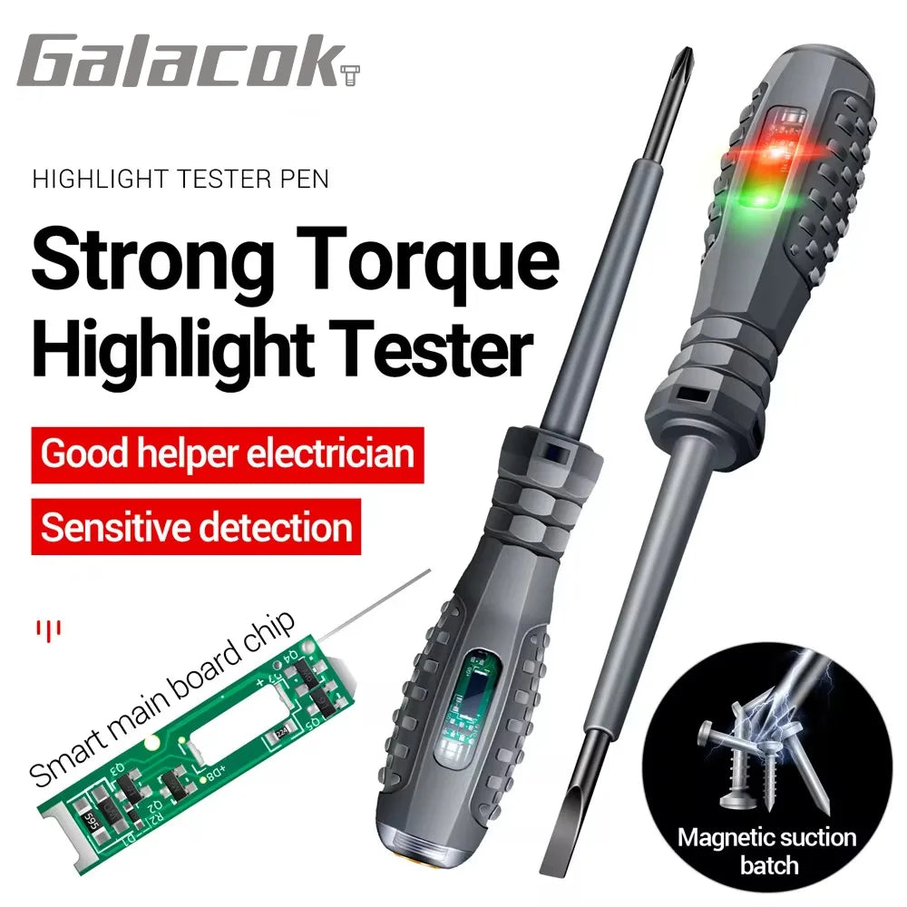 Multifunctional Electrician Test Screwdriver – AC Non-Contact Voltage Tester Pen 70-600V with Red/Green Indicator Lights