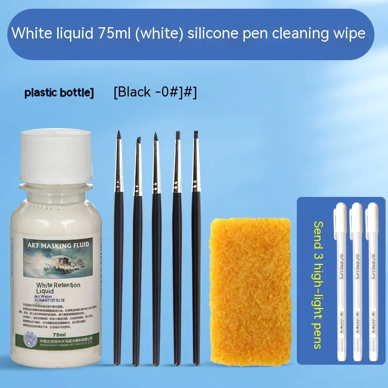 Art Masking Fluid – 18/30/75ml Stay White Cover Liquid for Watercolor Painting, School & Office Art Supplies