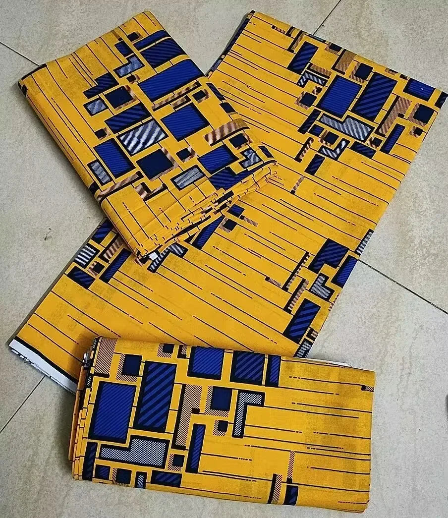 African Wax Print Fabric - High-Quality Cotton Ankara Gold Print Pagne for Wedding & Dress Sewing