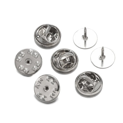 50-Set Brooch Pin Holders – Tie, Hat & Badge Backings with Flat Base & Butterfly Clasp for DIY Jewelry Findings