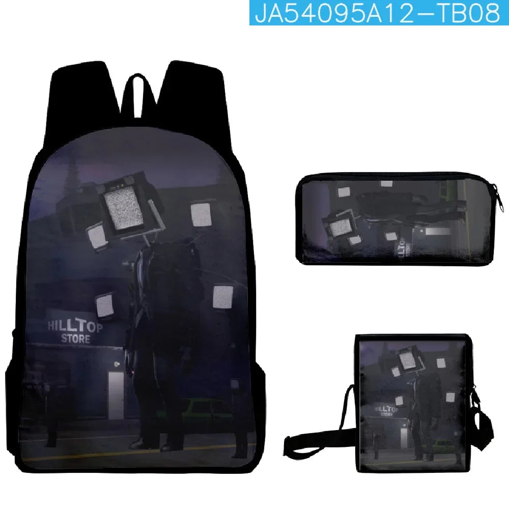 Skibidi Toilet School Backpack for Kids - Primary and Secondary Students Shoulder Bag with Pencil Case