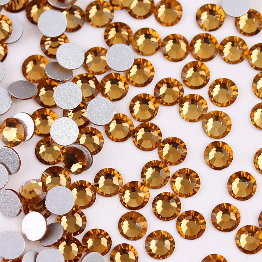 Glass Crystal Flatback Rhinestones SS6–SS30 Set – 7 Sizes Non-Hotfix Round Nail Art Beads for DIY Crafts & Decoration
