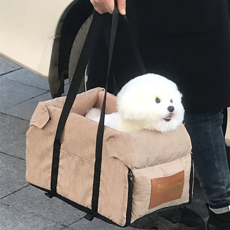 Portable Dog Car Seat Bed | Central Car Carrier for Small Dogs & Cats | Safety Travel Bag for Pet Accessories