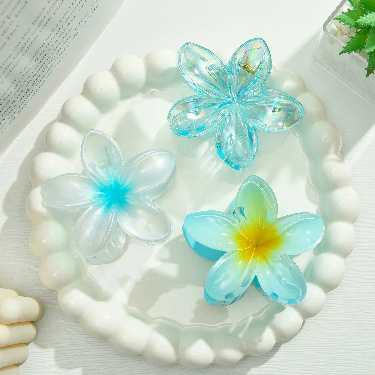 18Pcs Egg Flower Hair Clips | Gradient Candy Color Flowers, Shark Clips for Daily Ponytail Styling