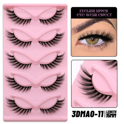 GROINNEYA Cat Eye False Eyelashes – Natural Long Clear Band Winged End Faux Mink Lashes for Eye-Enhancing Makeup
