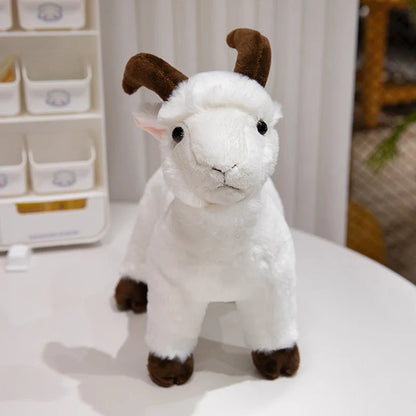 30/40cm Ranch Animal Plush Toy — Soft Lifelike Black & White Goat Simulation Doll, Cute Mountain Animal for Kids, Halloween Gift