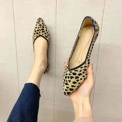 Women’s Knitted Elastic Flat Shoes Plus Size 42–43 – Soft Comfortable Slip-On Flats for Spring & Autumn