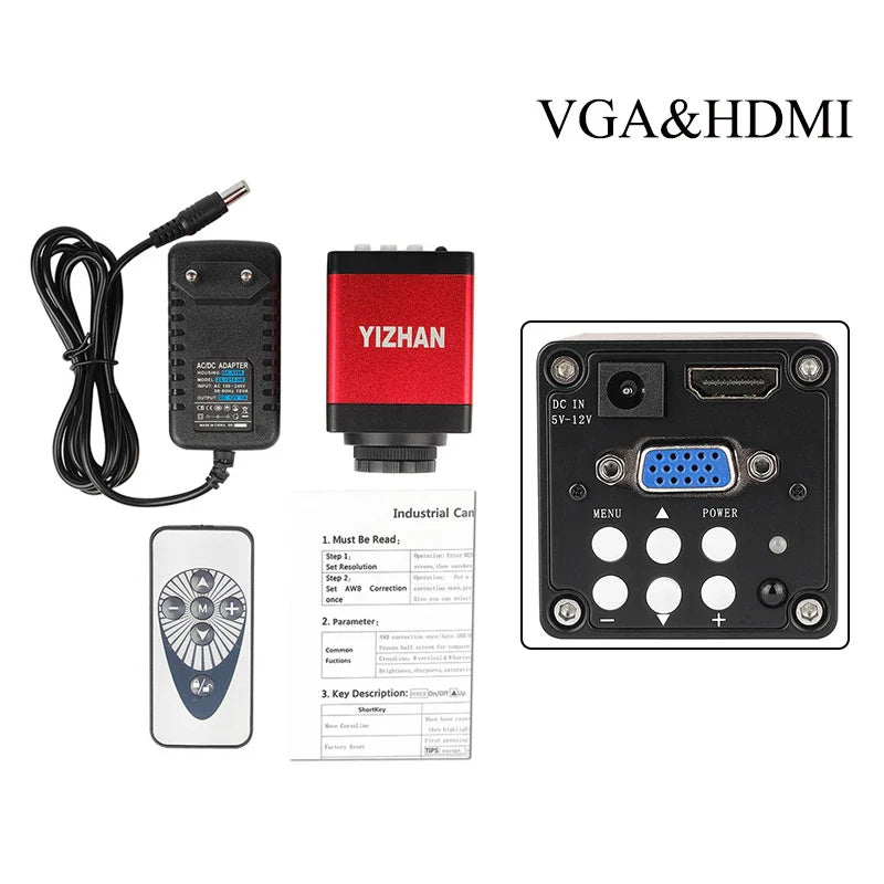 1080P 48MP 4K Digital Microscope – HDMI/USB/VGA Camera with 150X C-Mount & Articulated Arm for Repair