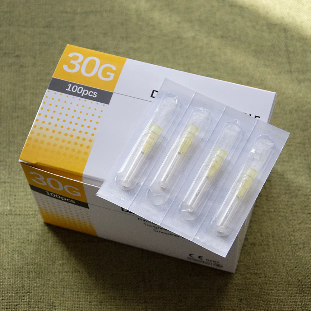 100pcs Superfine Painless Disposable Beauty Needles (25G–34G) – Multi-Size 1.5–13mm Injection & Piercing Tips