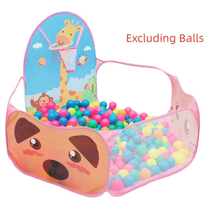 120cm Kids Playpen & Playground Tent – Baby Ball Pool with Basketball Hoop, Portable Indoor & Outdoor Toy House