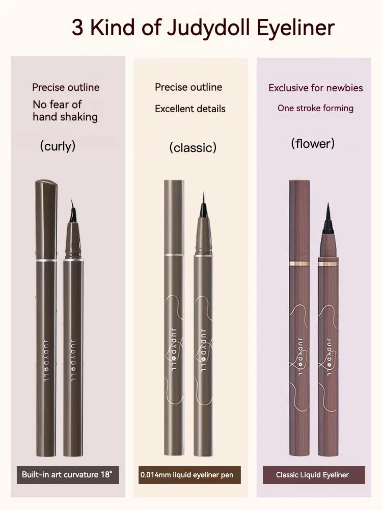 JUDYDOLL Super Fine Eyeliner | Waterproof, Anti-Shake and Long-Lasting | Fine Brushwork for Slim and Enlarged Eyes | Fast Drying