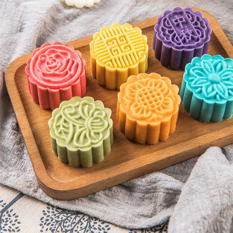 DIY Flower-Shaped Mooncake Mould for Mid-Autumn Festival - Hand Pressure Fondant Pastry Decorating Tools
