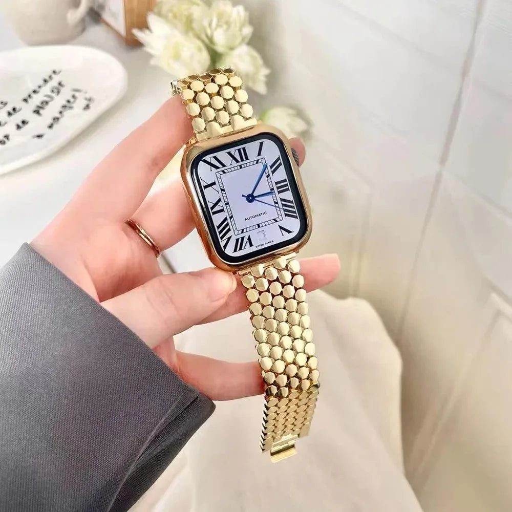 Metal Band for Apple Watch | Women's Ultra 2 Stainless Steel Strap | Bracelet for iWatch Series 9-5 | Compatible with Various Sizes (49mm, 41mm, 45mm, 40mm, 44mm, 38mm, 42mm)