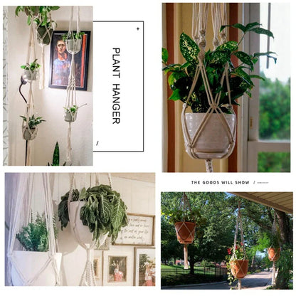 Handmade Macrame Plant Hanger: Stylish Hanging Flower Pot Planter for Wall Decor, Courtyard Garden, and Hanging Basket