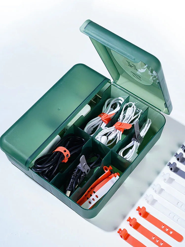 Large Charger & Cable Storage Box – Organizer for Adapters and Accessories with Customizable Dividers