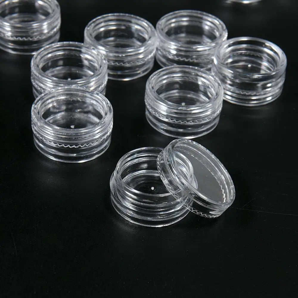 50Pcs Transparent Plastic Jewelry & Bead Storage Box Set – Small Round Containers for Makeup & Organizer