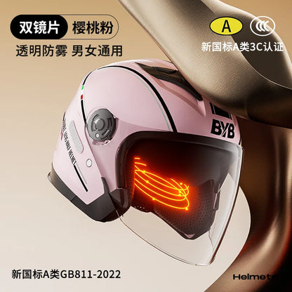 2024 New Motorcycle & Electric Car Helmet – Men’s & Women’s Safety Helmet with Anti-Fog Double Lens, Four Seasons Universal