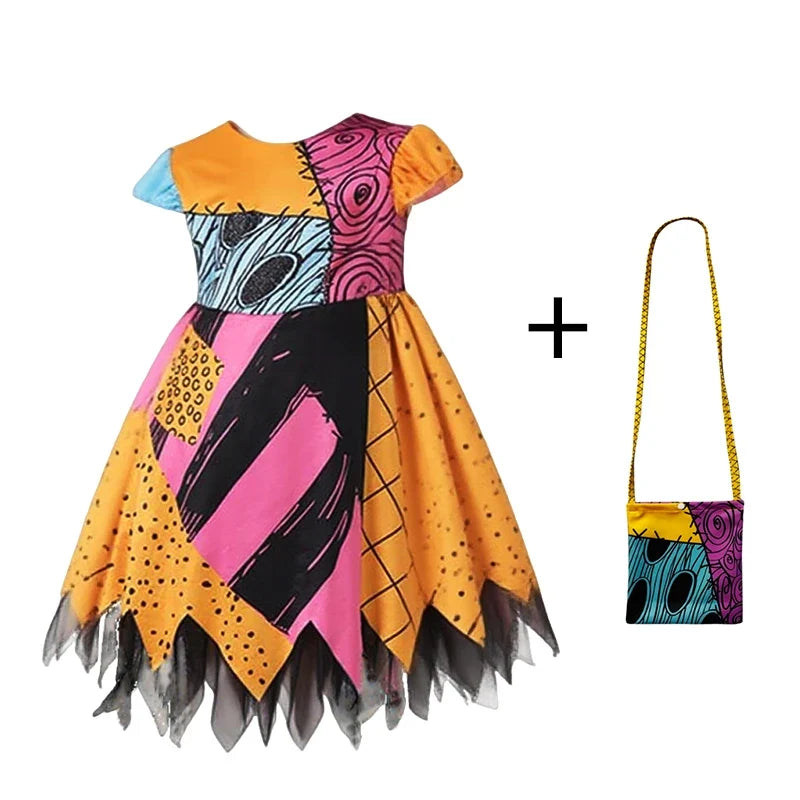 Jack Skellington & Sally Kids Costume - Halloween Cosplay Dress-Up Outfit for Girls & Boys