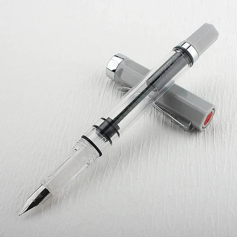 3059 Piston Fountain Pen – High-Quality Transparent Resin with EF/F Nib (0.38/0.5mm) for Business & Gift