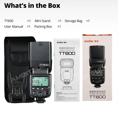 Godox TT600 2.4G Wireless Camera Flash – GN60 Speedlite Master/Slave for Canon, Nikon, Sony, Pentax, Olympus, Fuji, Lumix