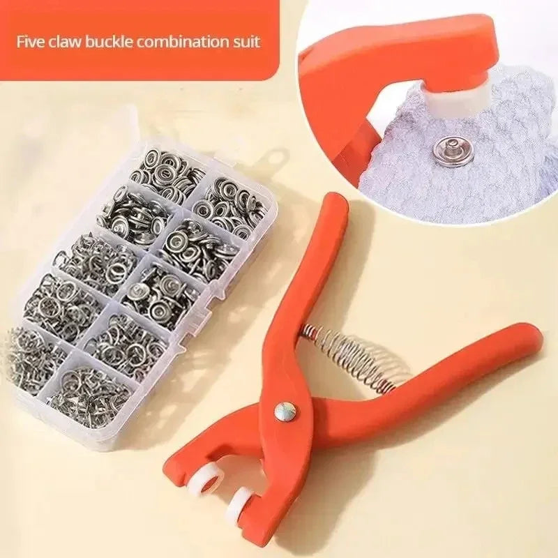 Snap Button Kit with Hand Pressure Pliers – 50 Metal Snaps for Sewing, DIY Crafts, Clothes & Hats