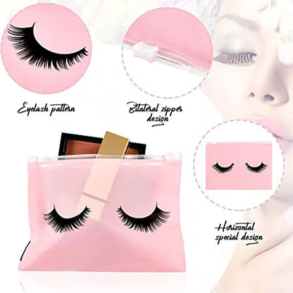 50pcs Reusable EVA Eyelash Aftercare Bags - Makeup Pouches with Zipper, Toilet Travel Plastic Storage, Cosmetic Makeup Accessories