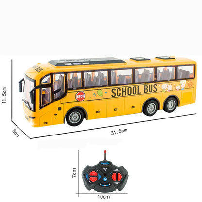 Large RC Electric School Tour Bus with LED Lights – Radio Controlled Toy Car for Boys, Perfect Christmas Gift