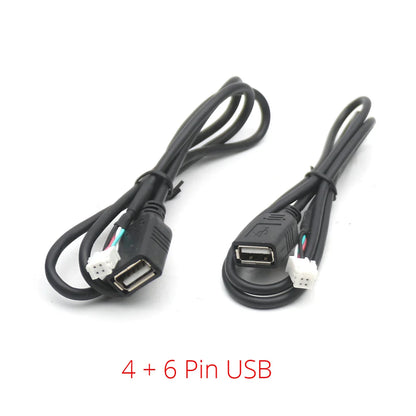 Dual USB Dashboard Mount Panel Extension Cable – 4/6 Pin Shielded Adapter for Car, Truck, Boat, Motorcycle, Android Head Unit