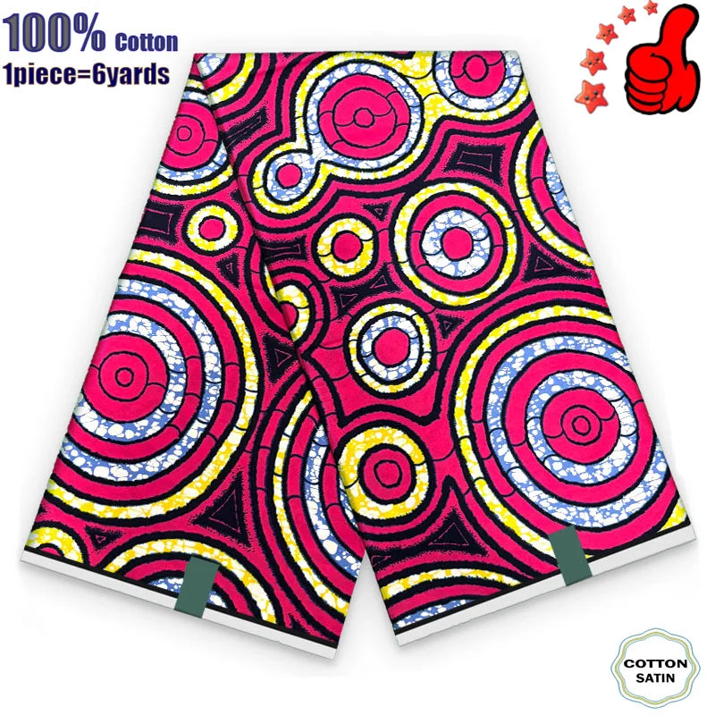 African Real Wax Fabric - High Quality 100% Cotton Ankara Pagne for Women’s Dresses