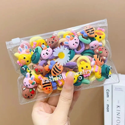 10/20PCS Cute Cartoon Hair Bands – Soft Elastic Scrunchies for Girls & Kids, Gentle on Hair
