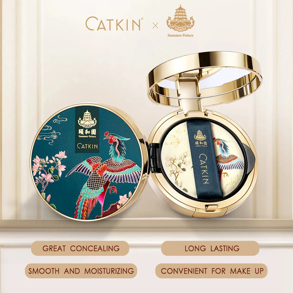 Catkin Phoenix Cushion Foundation – Full Coverage, Sheer Satin Finish, Light Beige with Refill Included