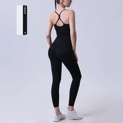 2-Piece Women’s Yoga Tracksuit – Athletic Pilates Fitness Set with Sports Bra & Leggings for Gym Workout