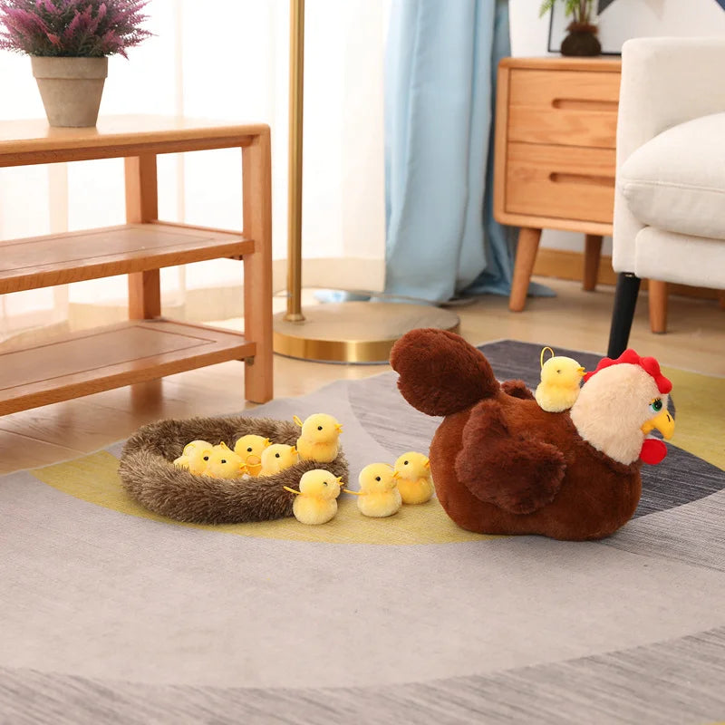 Swan & Chick Family Plush Toy — Lifelike Mother and Baby Stuffed Animals with Nest for Kids