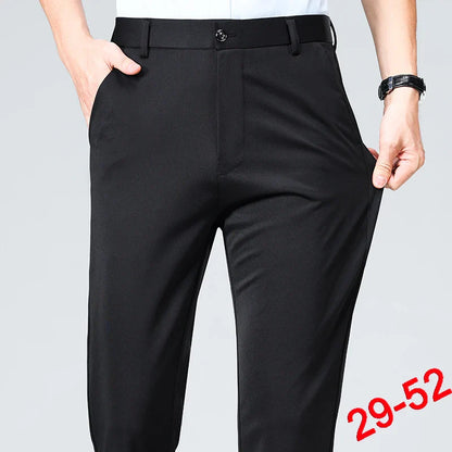Plus Size Men's Business Suit Pants – Stretch Formal Dress Trousers | Classic Black for Big Men