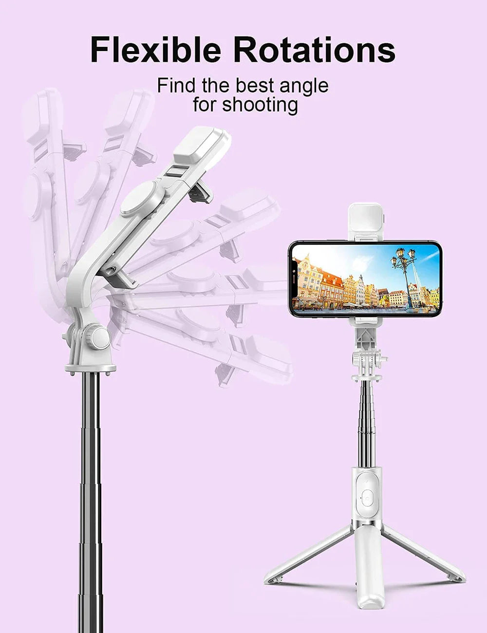 Wireless Bluetooth Selfie Stick Tripod – Foldable & Portable with Fill Light and Remote for iPhone & Android Phones