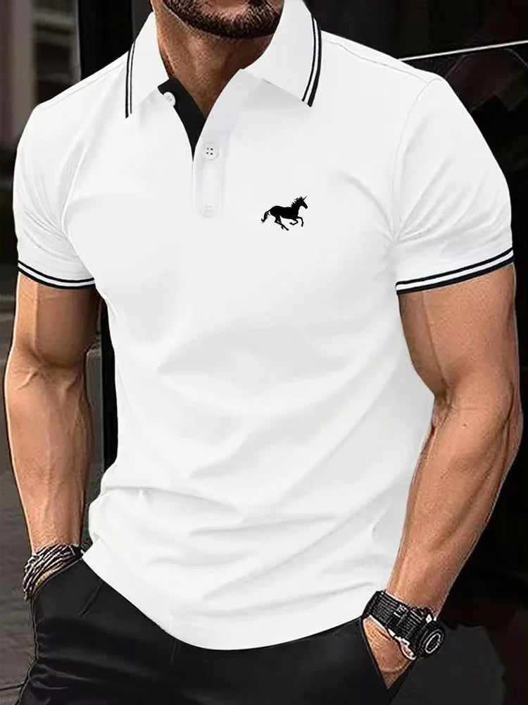Casual Men’s Polo T-Shirt — Short Sleeve Button Lapel Summer Top, Super Large Sizes S-3XL