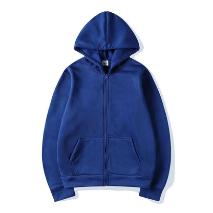 Fashion Zipper Hoodie — Casual Black, Gray & Blue Streetwear Sweatshirt for Men & Women