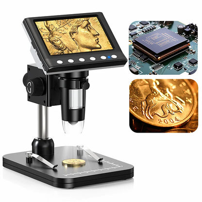 Hayve 4.3” Digital Microscope DM7 – 1600X 1080P USB Soldering Microscope with 8 LEDs for PCB Repair, Windows & Mac Compatible Inspection Tool
