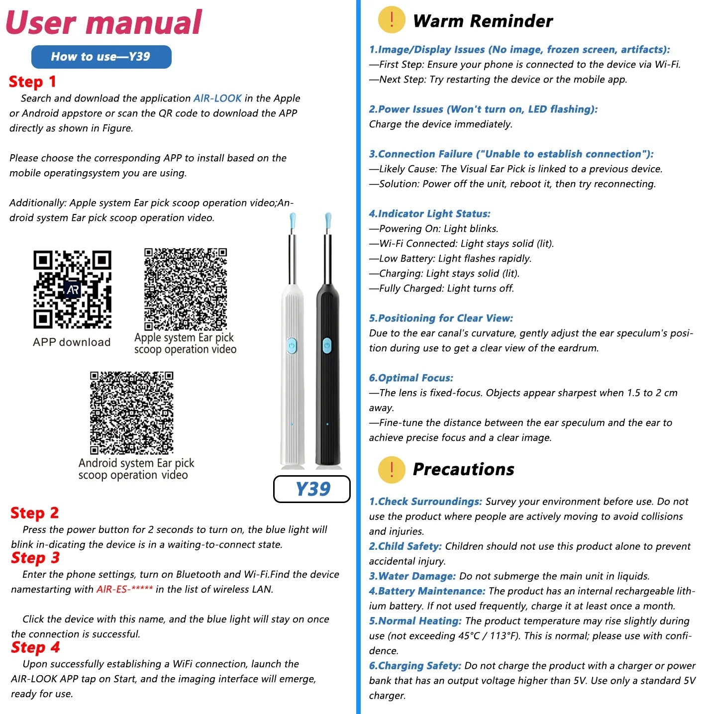 Visual Ear Wax Cleaner with Camera – Safe Luminous Otoscope Endoscope for Ear Cleaning & Ear Care