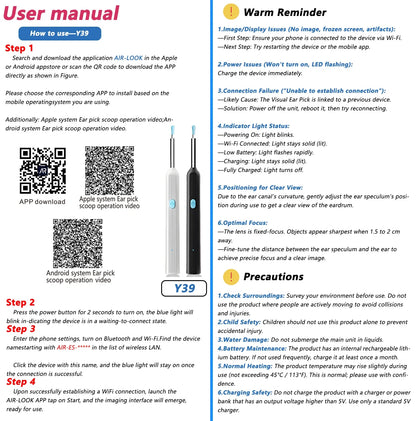 Visual Ear Wax Cleaner with Camera – Safe Luminous Otoscope Endoscope for Ear Cleaning & Ear Care