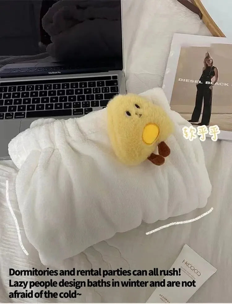 Cute Cartoon Wearable Bath Towel – Large Absorbent Quick-Dry Skirt Wrap for Women